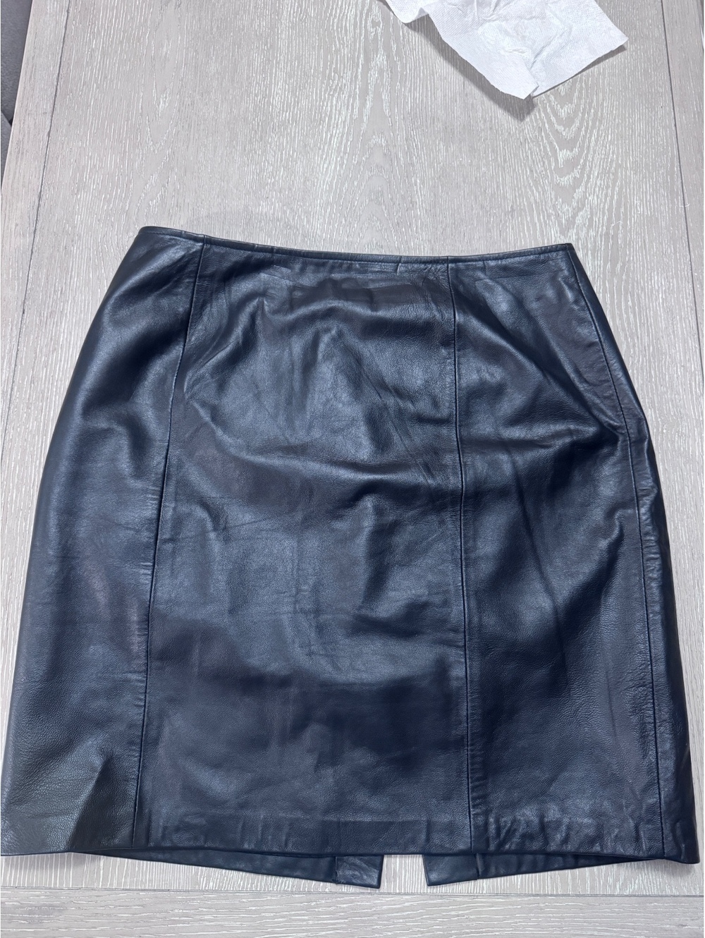 Vintage Croft & Barrow Black Lambskin Leather Pencil Skirt L 12 14 Y2K